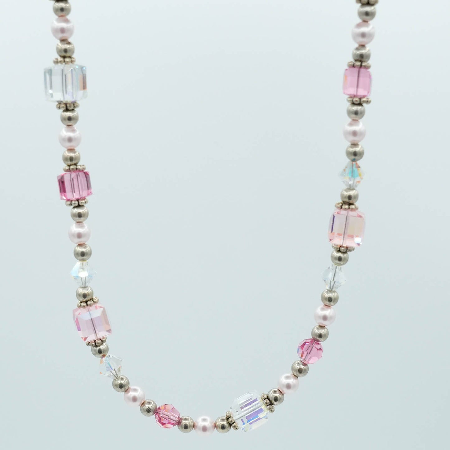 Austrian Crystal and Sterling Silver Bead Necklace
