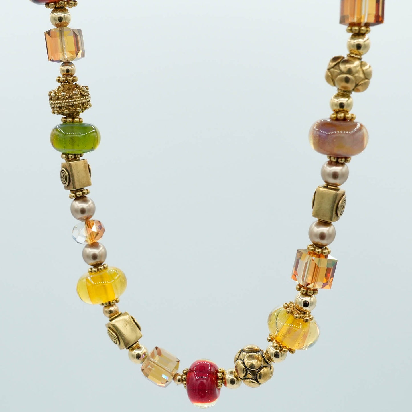 Austrian Crystals, Lamp-worked Beads, Vermeil Beads Necklace