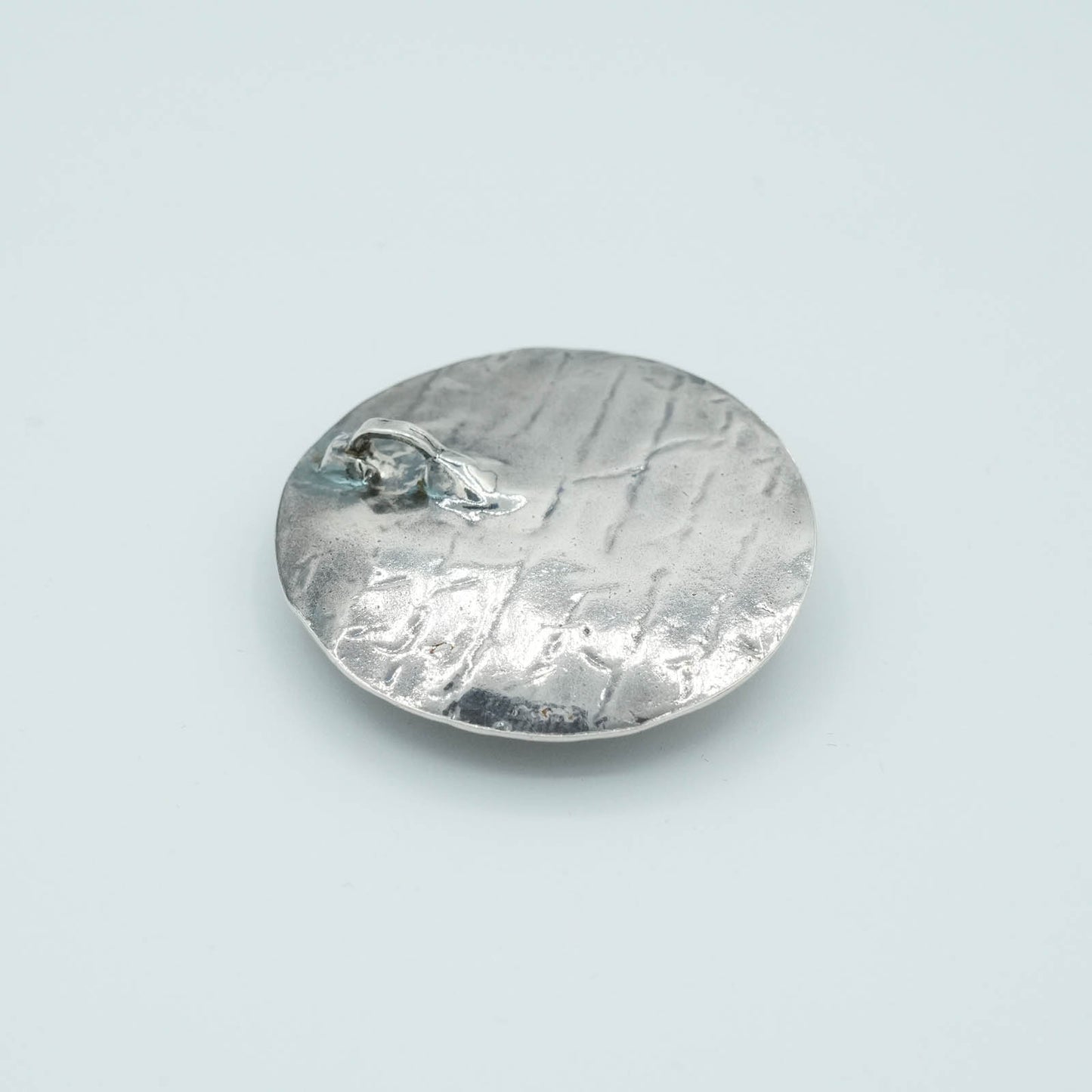 Stacked Textured Precious Metal Clay Pendant in a floral design and Patina