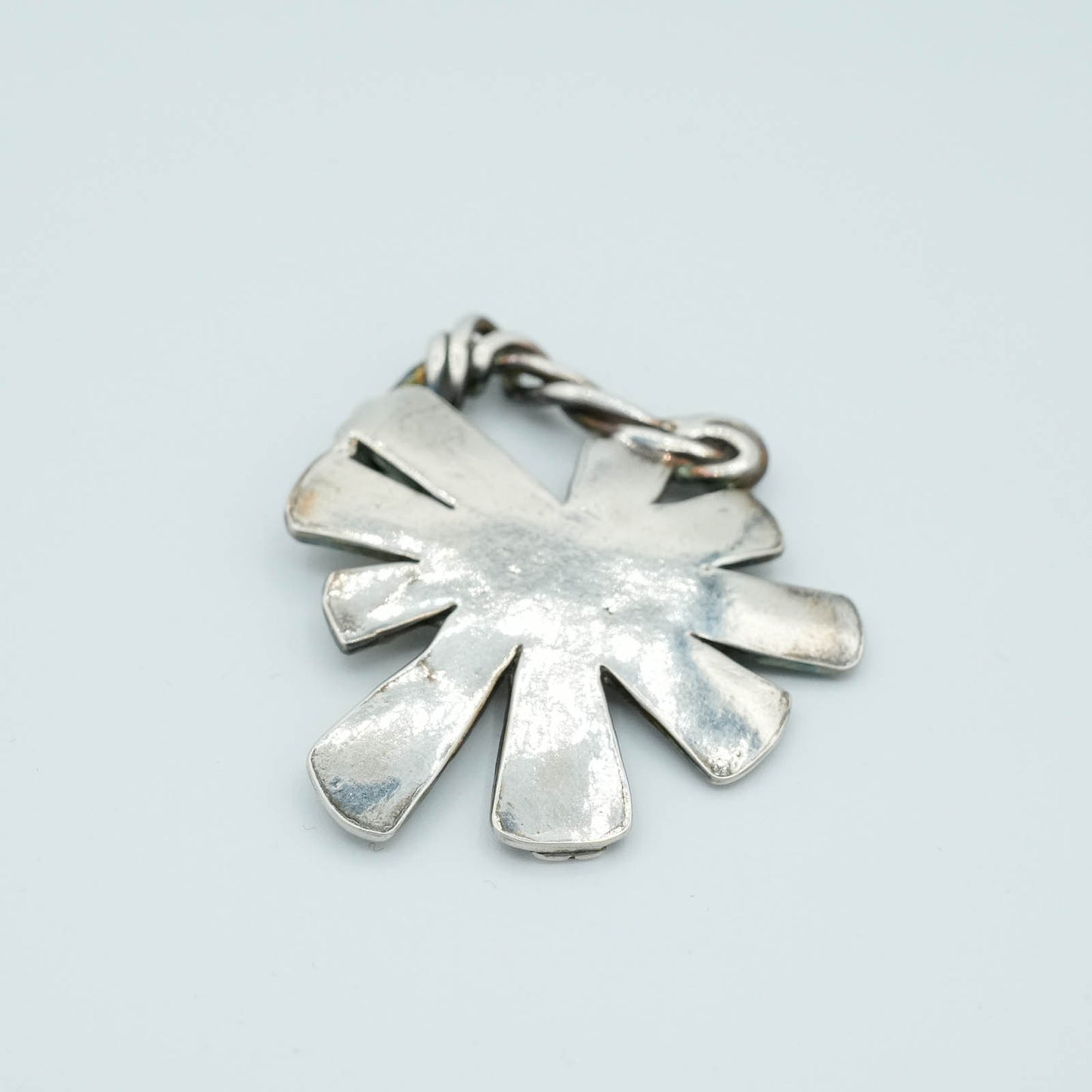 Textured Floral shaped Precious Metal Clay Pendant with Raised Texture and Patina