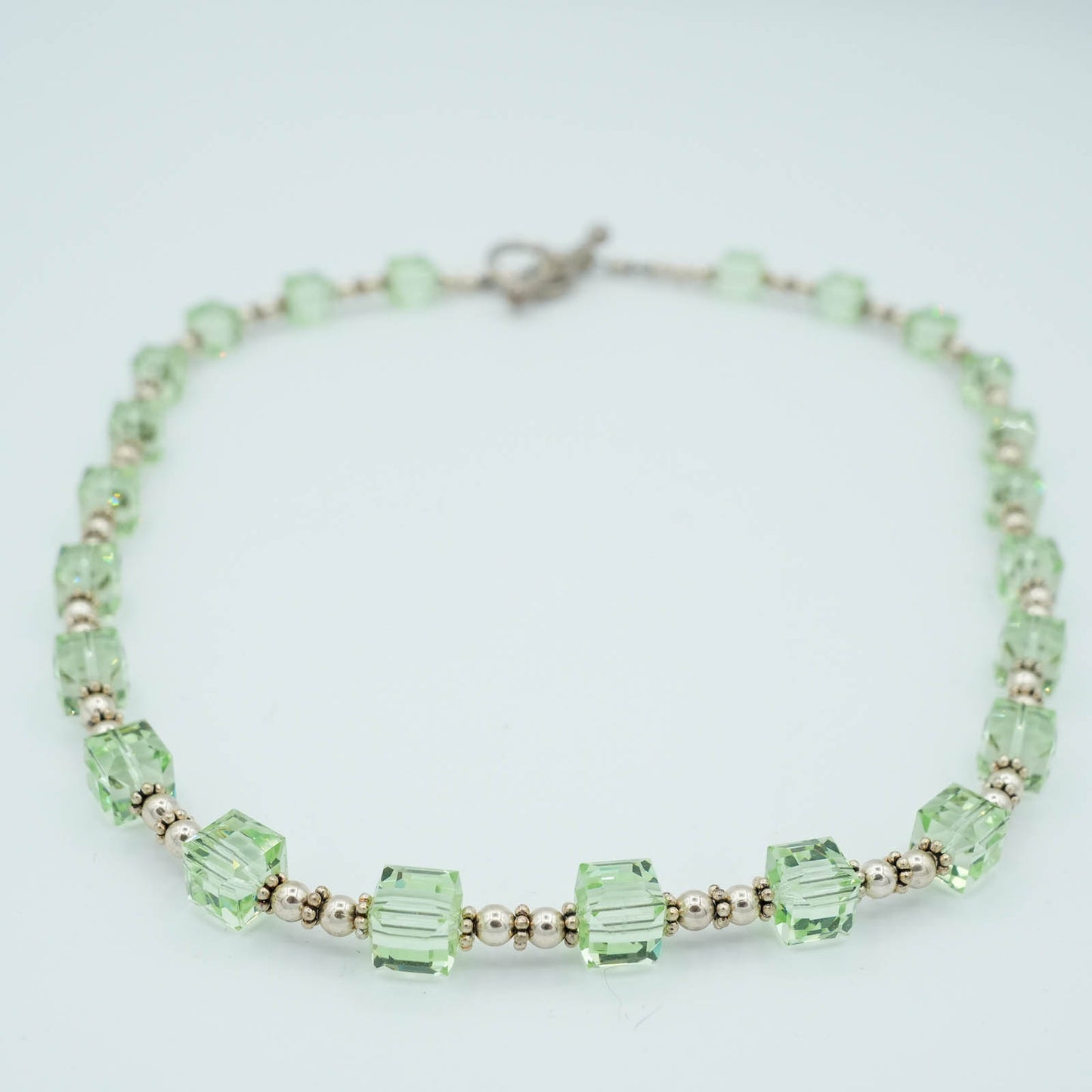 Austrian Crystal and Sterling Silver Bead Necklace