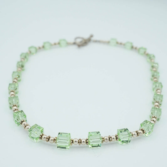 Austrian Crystal and Sterling Silver Bead Necklace