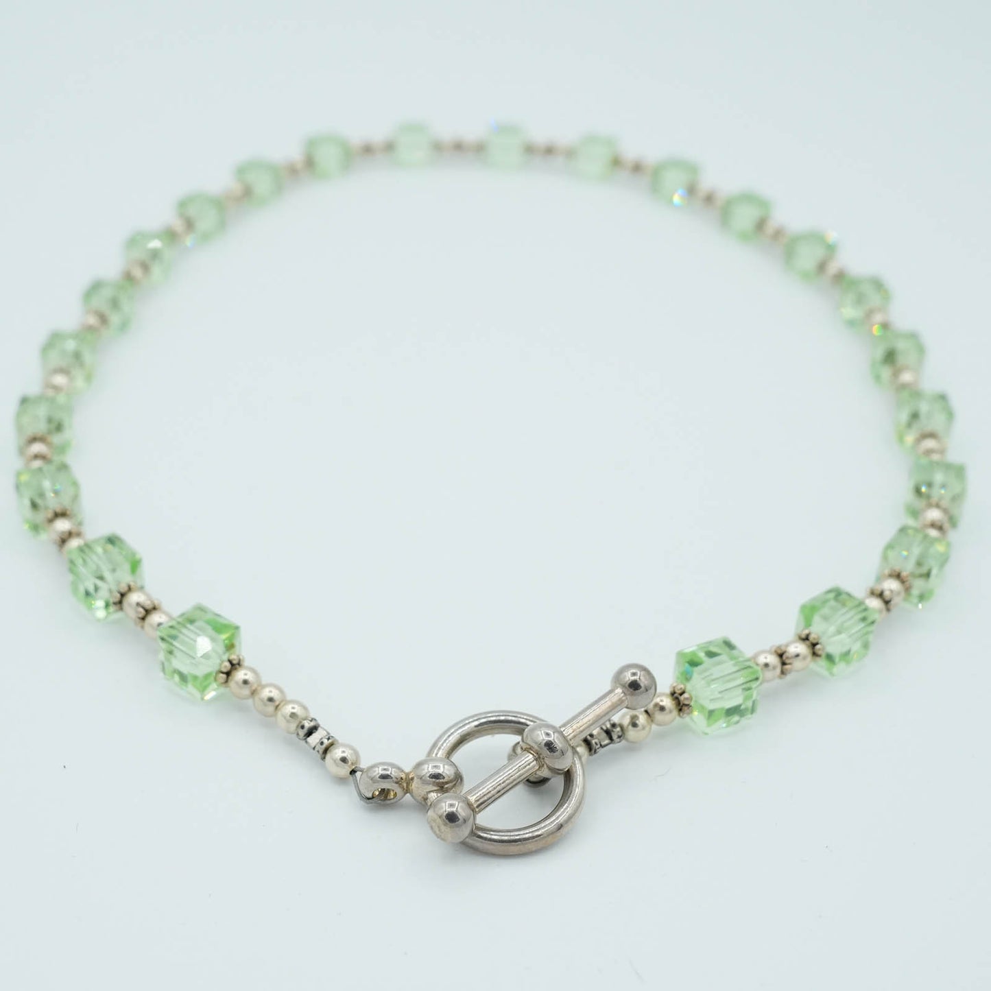 Austrian Crystal and Sterling Silver Bead Necklace