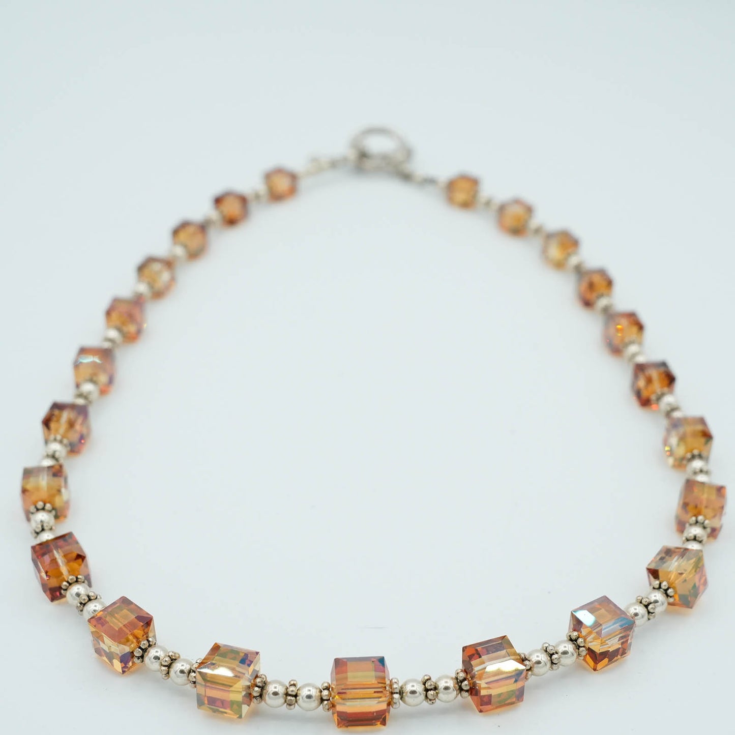 Austrian Crystal and Sterling Silver Bead Necklace