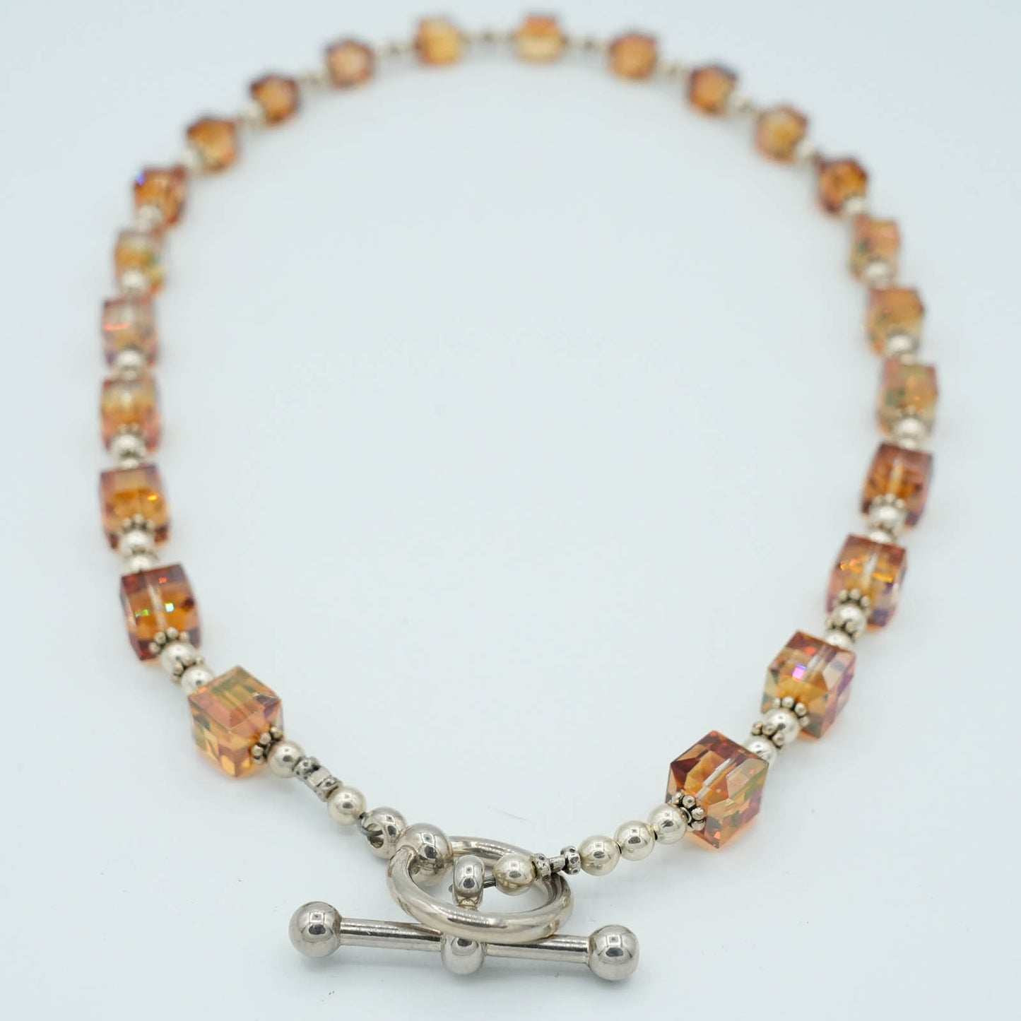 Austrian Crystal and Sterling Silver Bead Necklace