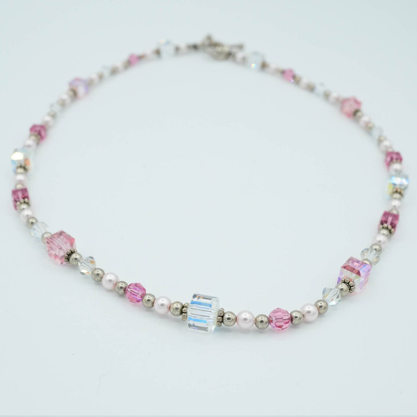 Austrian Crystal and Sterling Silver Bead Necklace