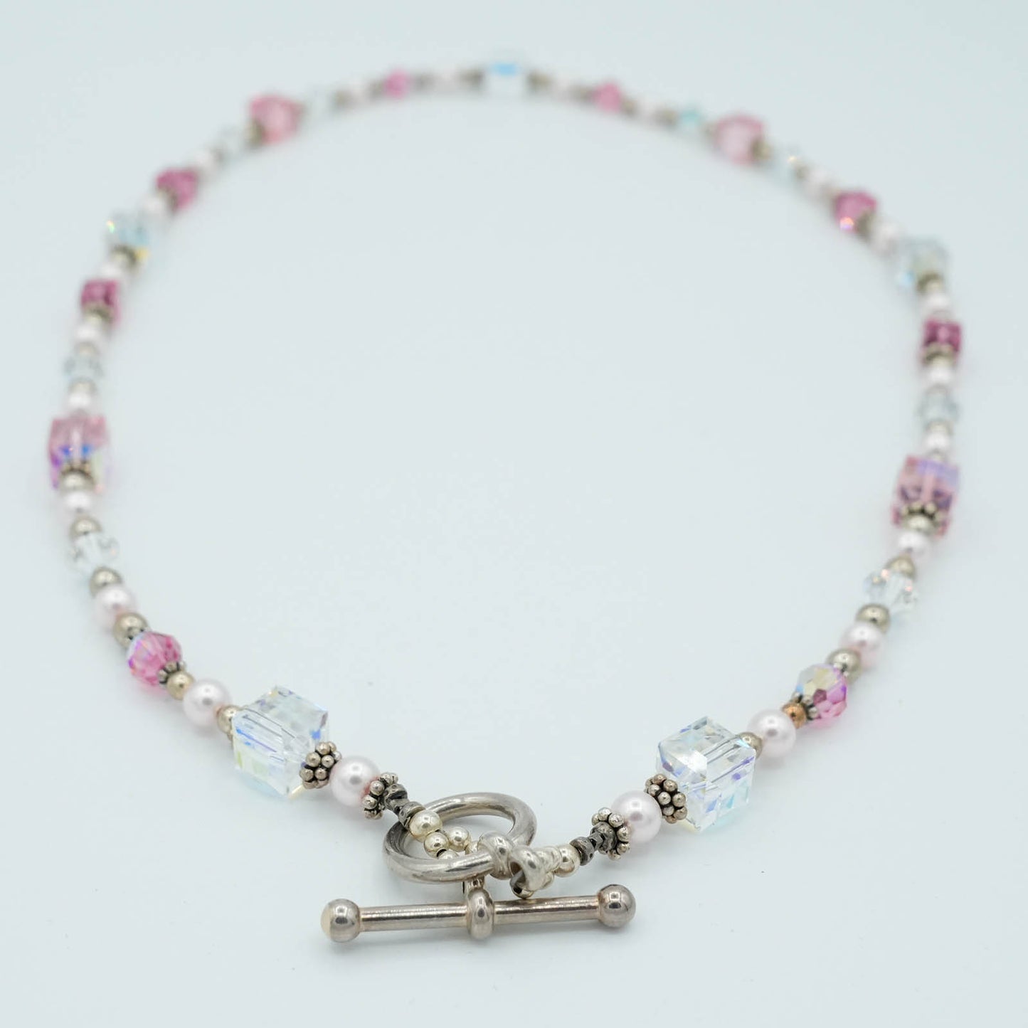 Austrian Crystal and Sterling Silver Bead Necklace