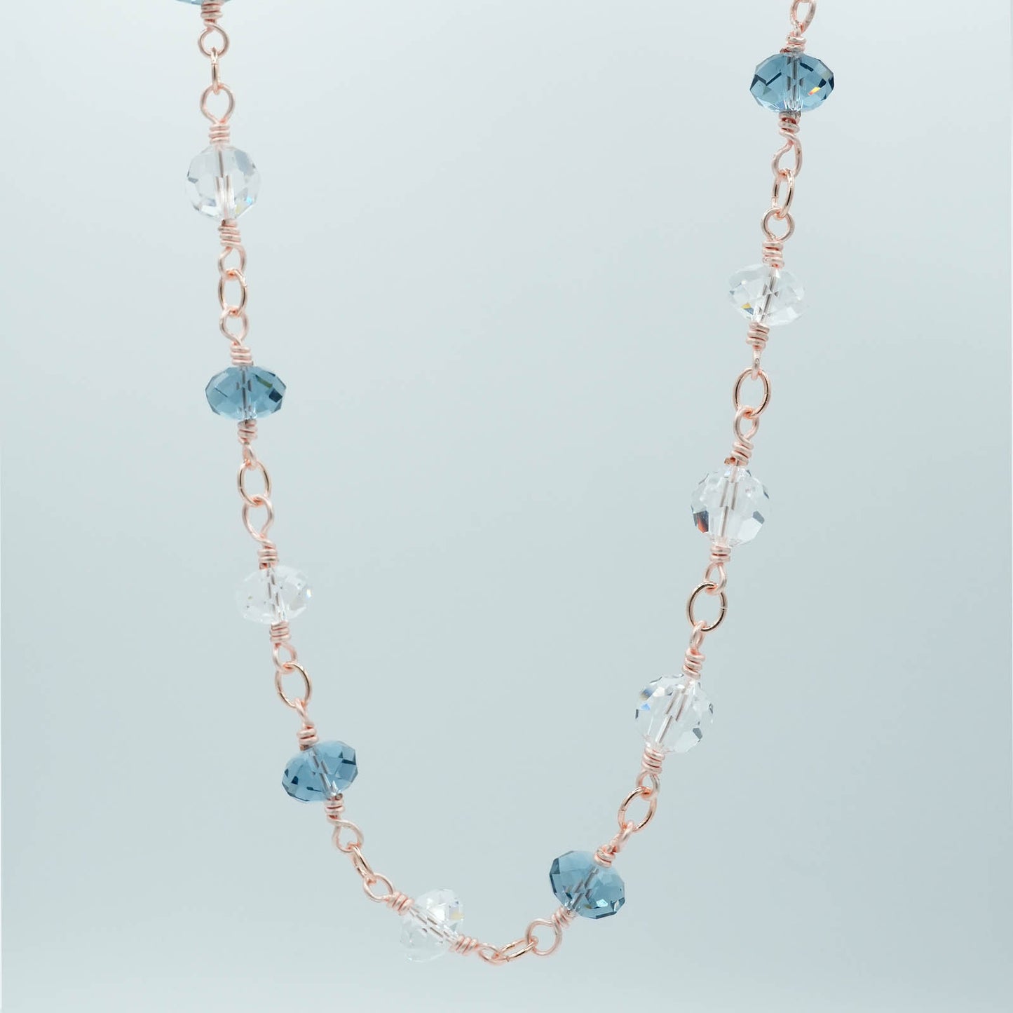 Blue and Clear Austrian Crystal wire Necklace