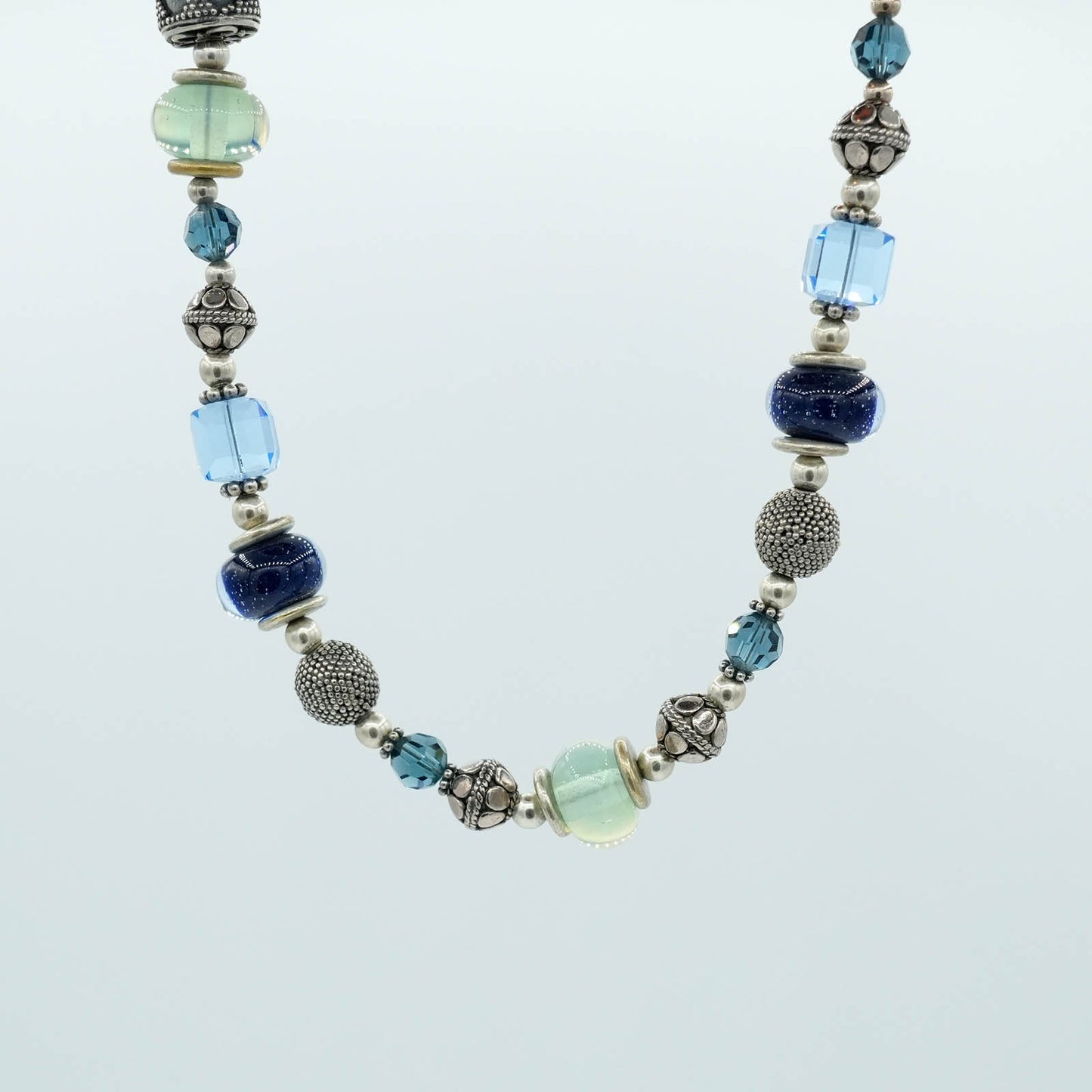Austrian Crystals, Lamp-worked Beads, Bali Silver Beads Necklace