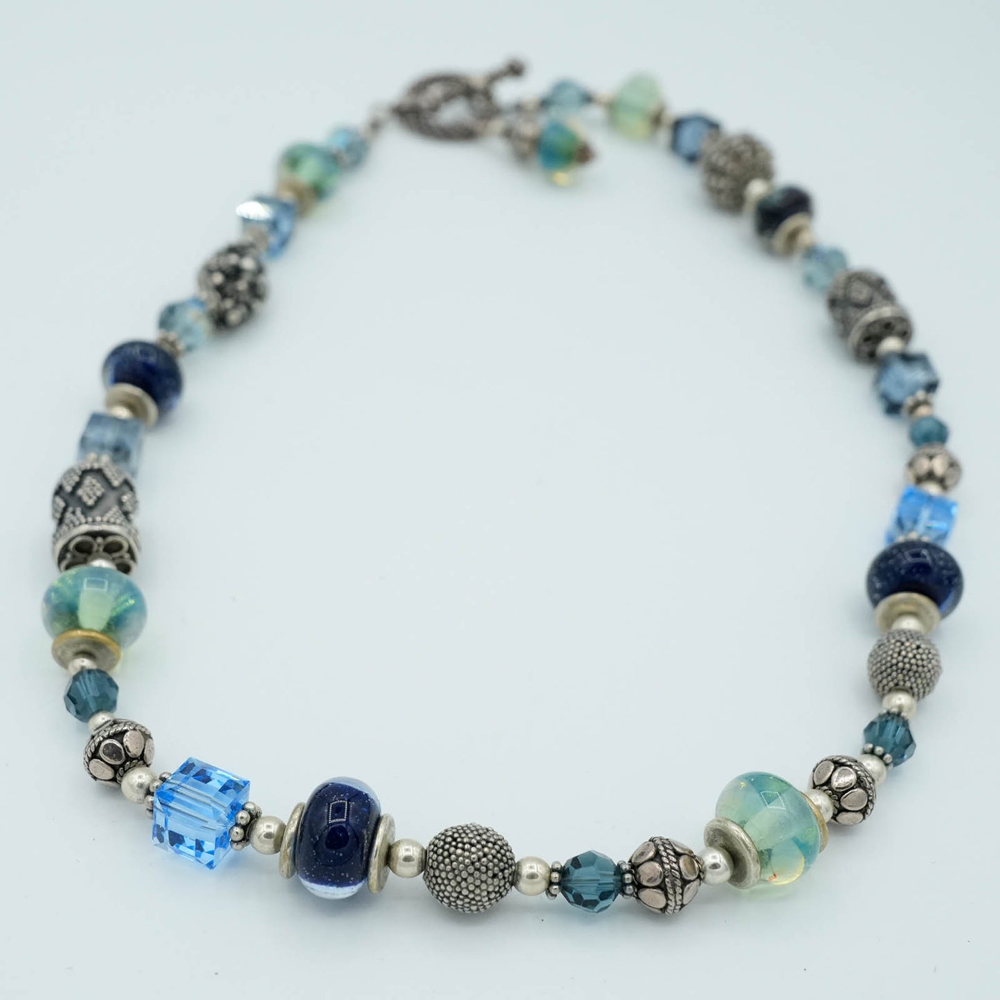 Austrian Crystals, Lamp-worked Beads, Bali Silver Beads Necklace