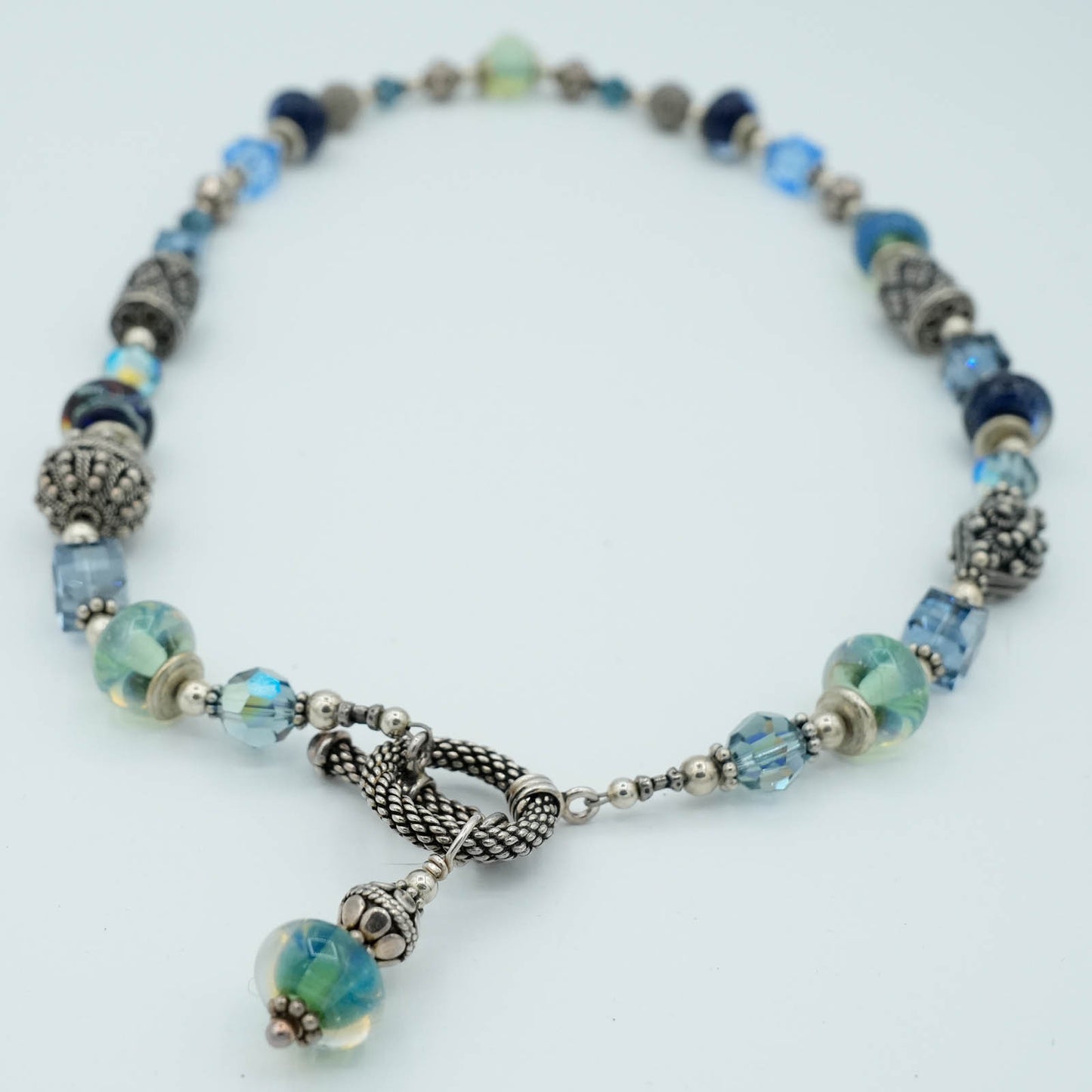 Austrian Crystals, Lamp-worked Beads, Bali Silver Beads Necklace