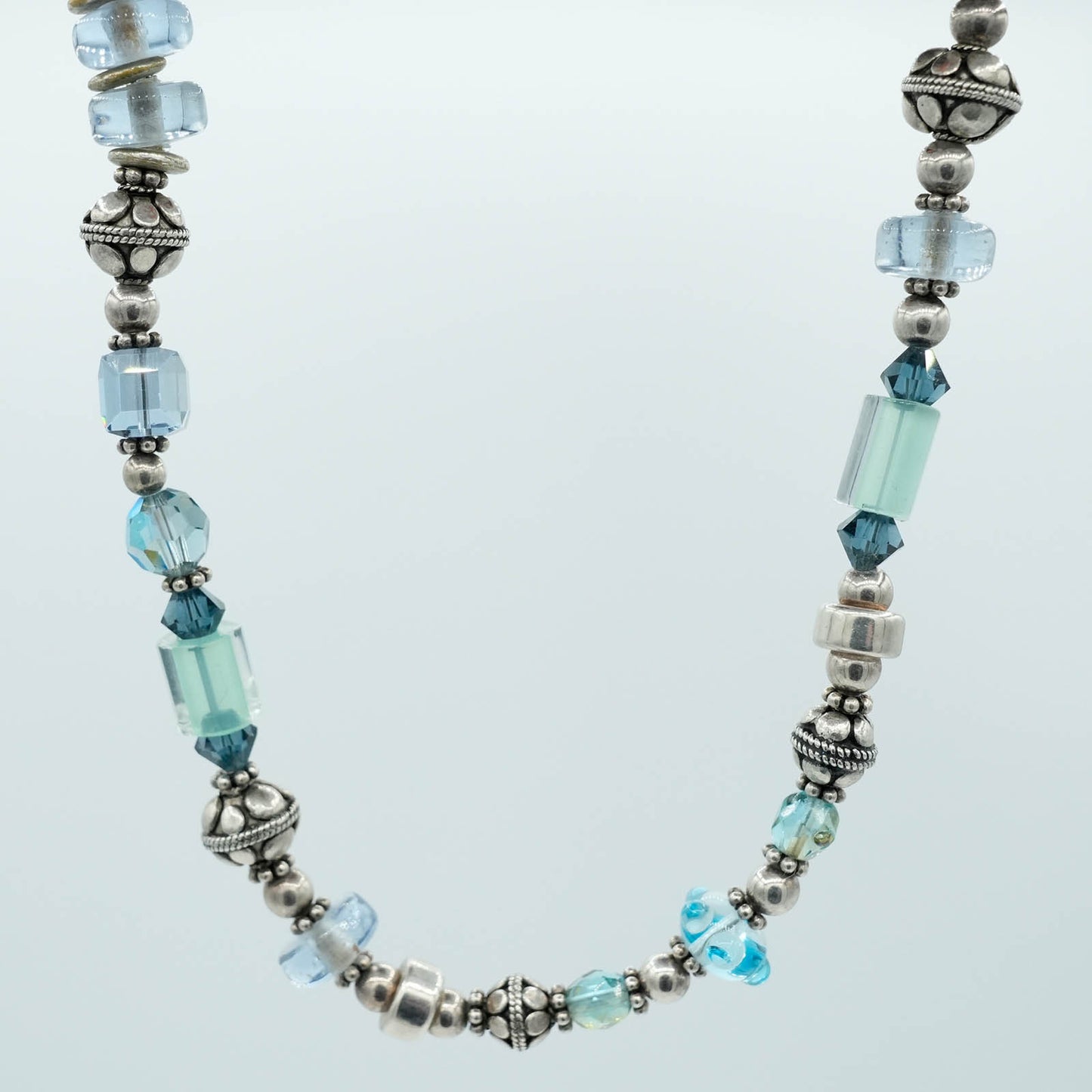 Austrian Crystals, Lamp-worked Beads, Bali Silver Beads Necklace