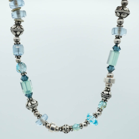 Austrian Crystals, Lamp-worked Beads, Bali Silver Beads Necklace