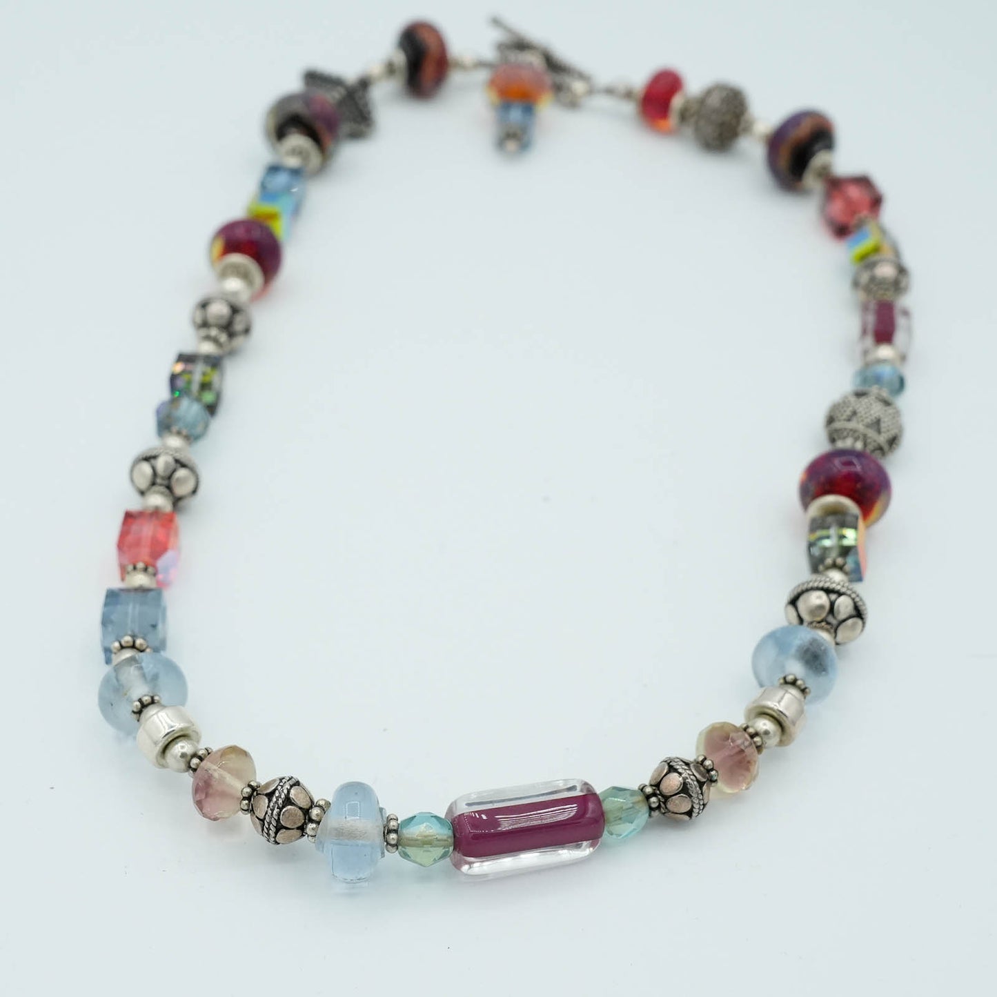 Austrian Crystals, Lamp-worked Beads, Bali Silver Beads Necklace