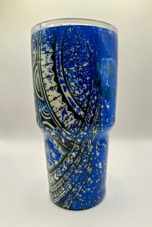 Blue and White Batik Tumbler