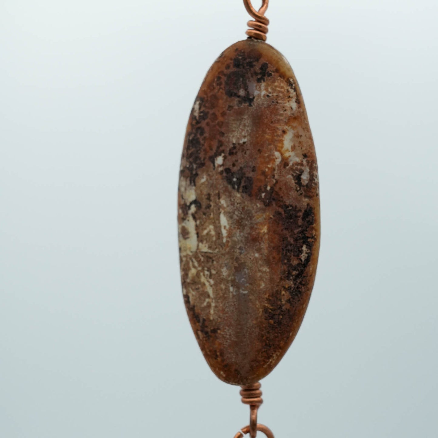 Mixed Media Orange Leather, Copper Chain and Crystal Detail Necklace