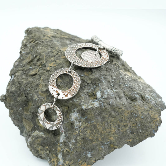 Textured Precious Meta Clay Tiered Rings Pendant