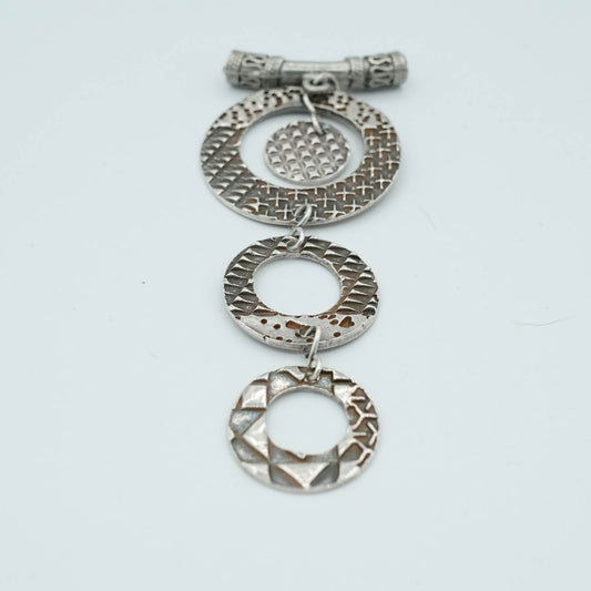 Textured Precious Meta Clay Tiered Rings Pendant