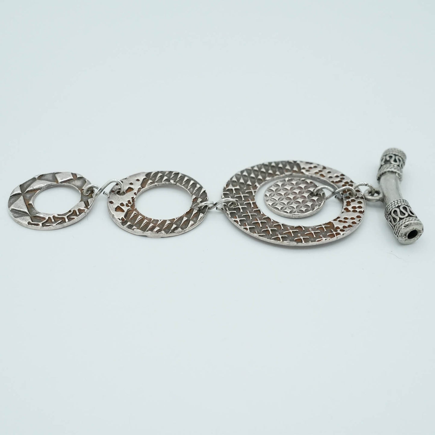 Textured Precious Meta Clay Tiered Rings Pendant