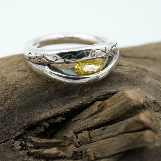 Precious Metal Clay Ring with Gold Crystal