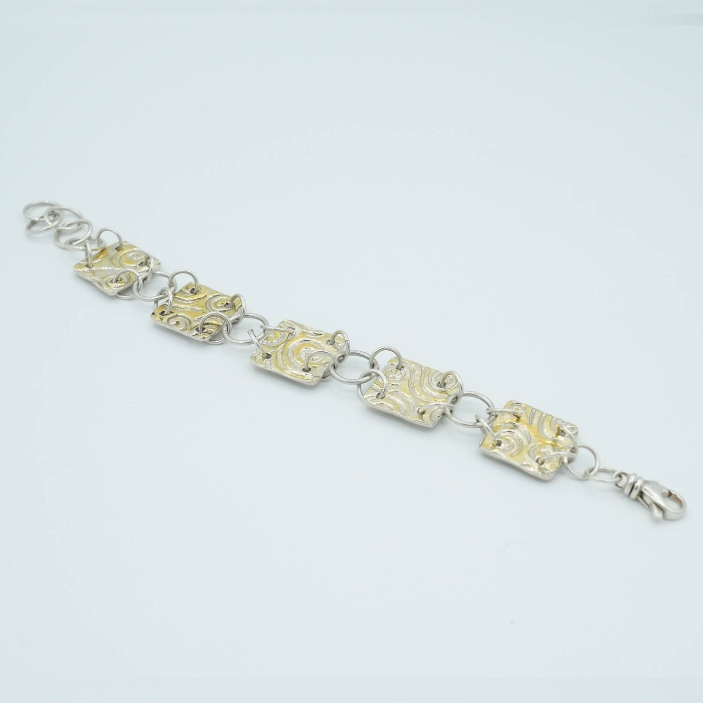 Precious Metal Clay and gold textured and shaped Bracelet