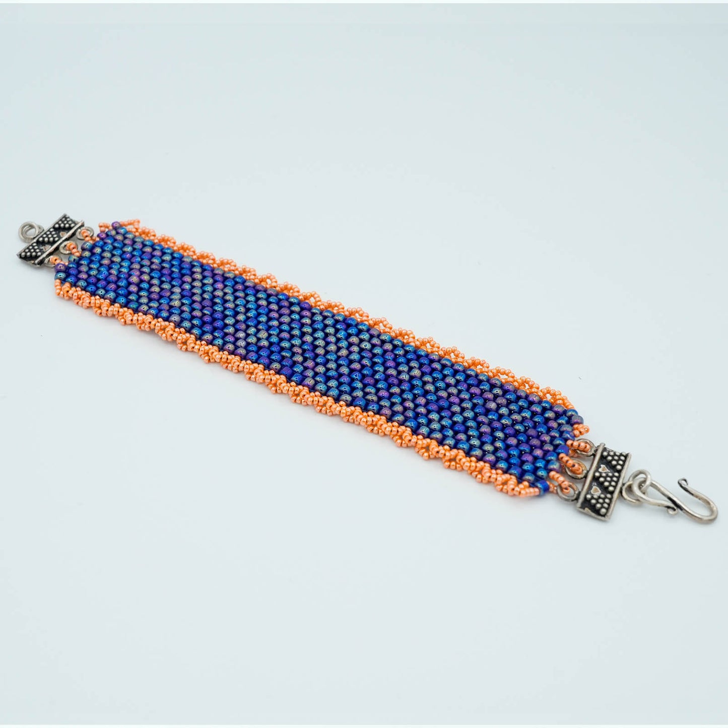 Peyote Stitch Seed Bead Bracelet with Decorative Clasp