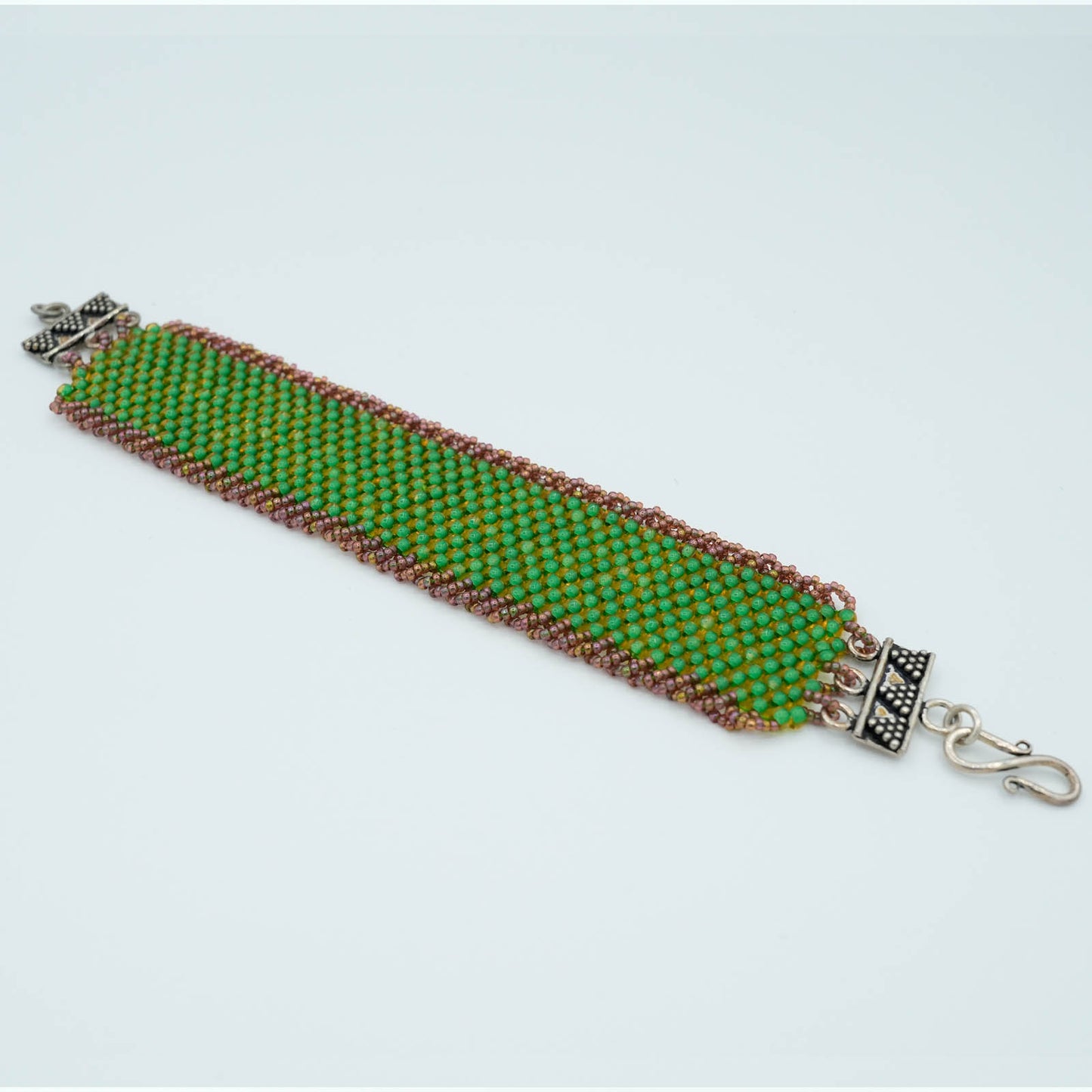 Peyote Stitch Seed Bead Bracelet with Decorative Clasp