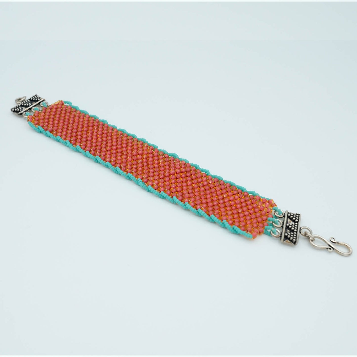 Peyote Stitch Seed Bead Bracelet with Decorative Clasp