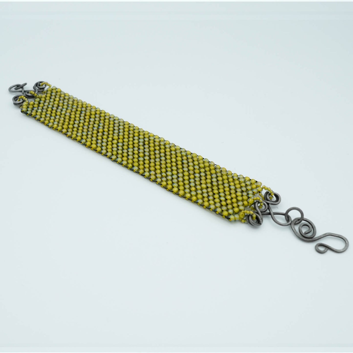 Peyote Stitch Seed Bead Bracelet with Decorative Clasp