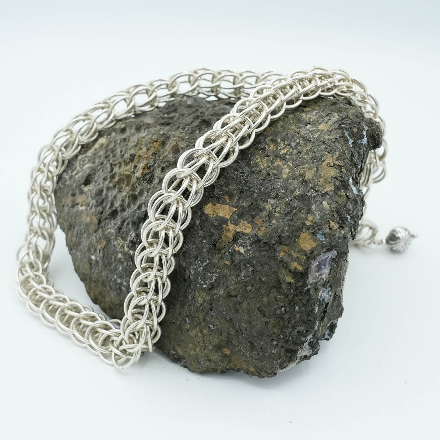 Sterling Silver Handmade Chain Necklace with Sterling Silver Clasp