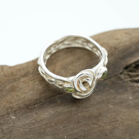 Precious Metal Clay with Green Crystal Ring